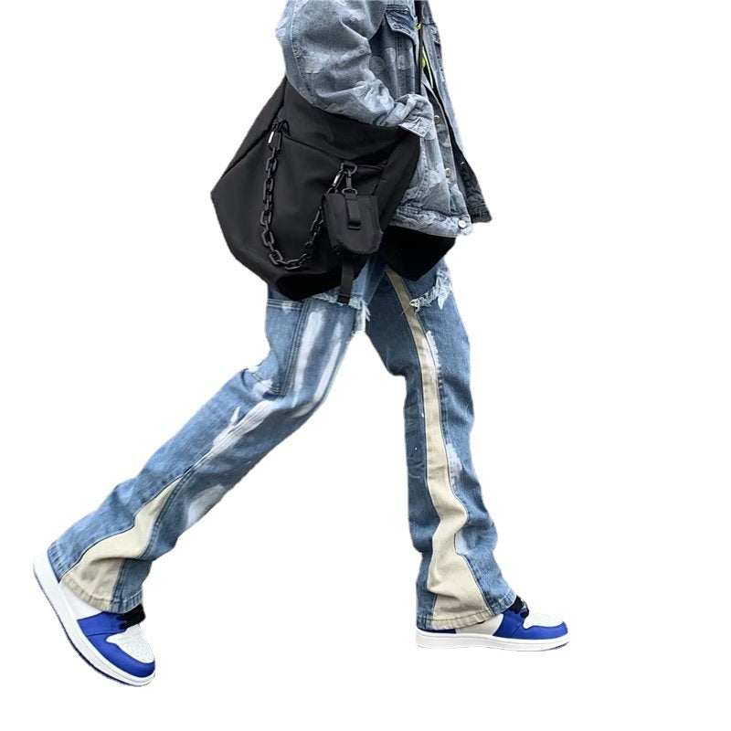 Mens Distressed Flare Jeans