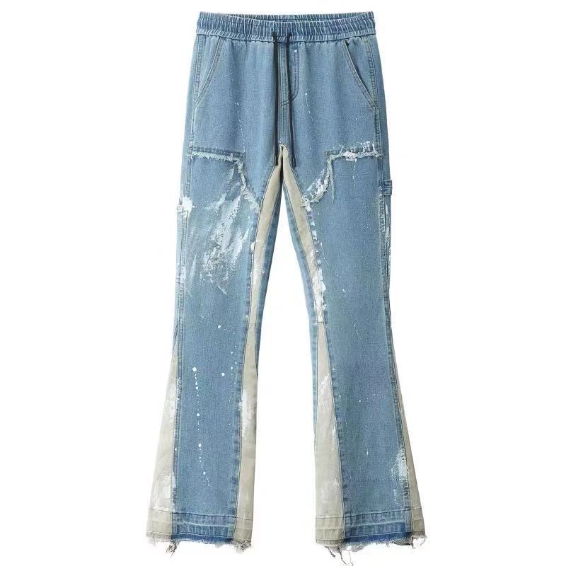 Mens Distressed Flare Jeans